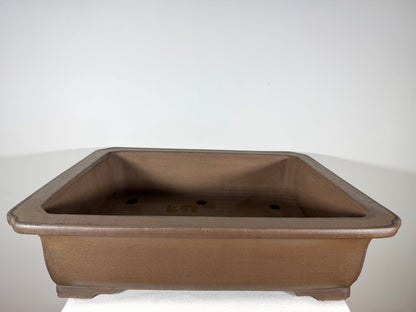 Preowned Japanese Tokoname Unglazed Rectangular Bonsai Pot Gyouzan Nakano - 21.75” By 17.5”