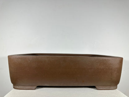 Preowned Japanese Tokoname Unglazed Rectangular Bonsai Pot Seizan - 19” By 13.75”