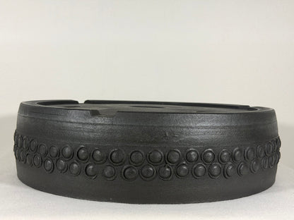 Preowned Japanese Tokoname Unglazed Drum Style Bonsai Pot Koyo - 12.5” By 3.5”