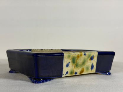 New Japanese Tokoname Glazed Rectangular Bonsai Pot Satomi - 6.25” By 4.5”