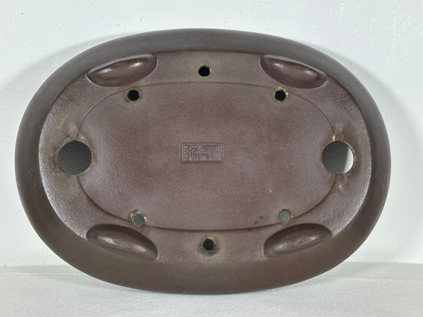 Preowned Japanese Tokoname Unglazed Bag Style Bonsai Pot Yamaaki - 11.75” By 8.5”