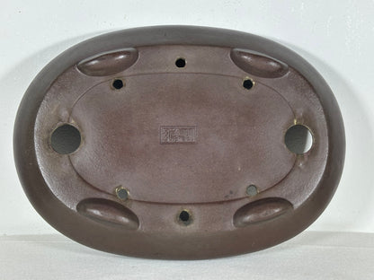 Preowned Japanese Tokoname Unglazed Bag Style Bonsai Pot Yamaaki - 11.75” By 8.5”