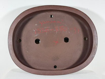 Preowned Japanese Tokoname Unglazed Oval Bonsai Pot Yamaaki - 16.25” By 12.75”