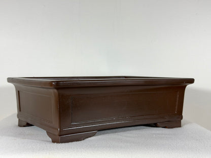 Preowned Vintage Japanese Tokoname Unglazed Rectangular Bonsai Pot Housei - 12.25” By 9.25”