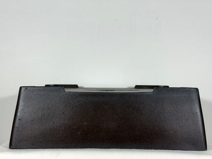 Preowned Japanese Tokoname Unglazed Square Bonsai Pot Syousen - 14.5” By 4.5”