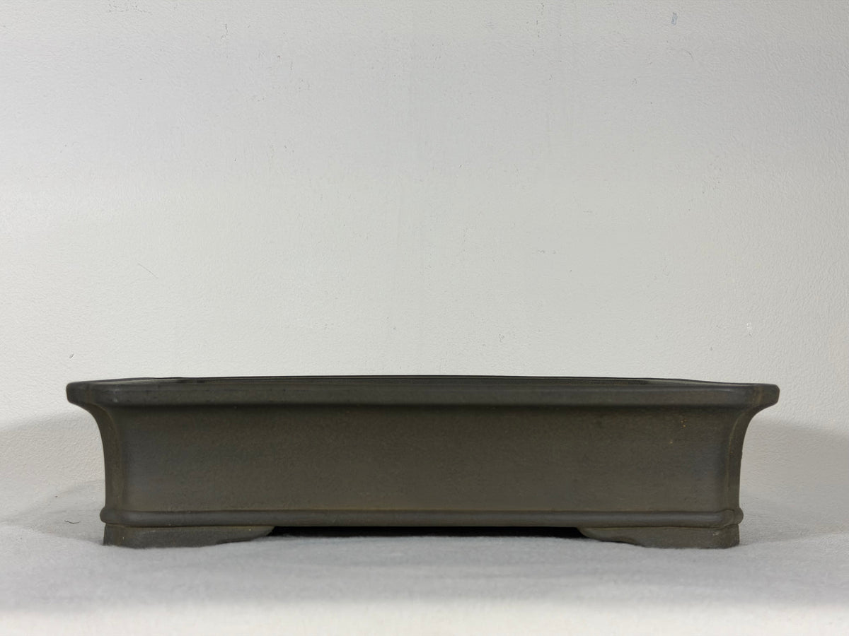 Preowned Japanese Tokoname Unglazed Rectangular Bonsai Pot Housei - 12.25” x 9.25” x 2 7/8”