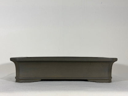 Preowned Japanese Tokoname Unglazed Rectangular Bonsai Pot Housei - 12.25” x 9.25” x 2 7/8”