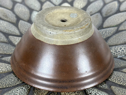 Preowned Japanese Tokoname Glazed Round Bonsai Pot - 4.75” By 2 1/8”