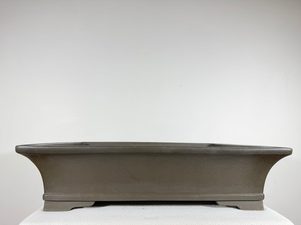 Preowned Japanese Tokoname Unglazed Rectangular Bonsai Pot Gyouzan Nakano - 18.5” x 14” x 4.5”