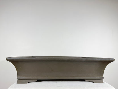 Preowned Japanese Tokoname Unglazed Rectangular Bonsai Pot Gyouzan Nakano - 18.5” x 14” x 4.5”
