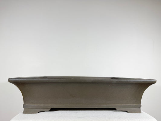 Preowned Japanese Tokoname Unglazed Rectangular Bonsai Pot Gyouzan Nakano - 18.5” x 14” x 4.5”