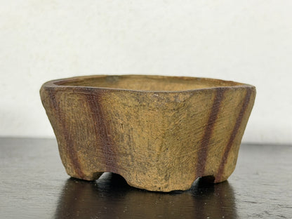 Preowned Japanese Tokoname Unglazed Square Bonsai Pot With Stamp - 2” By 1 1/8”