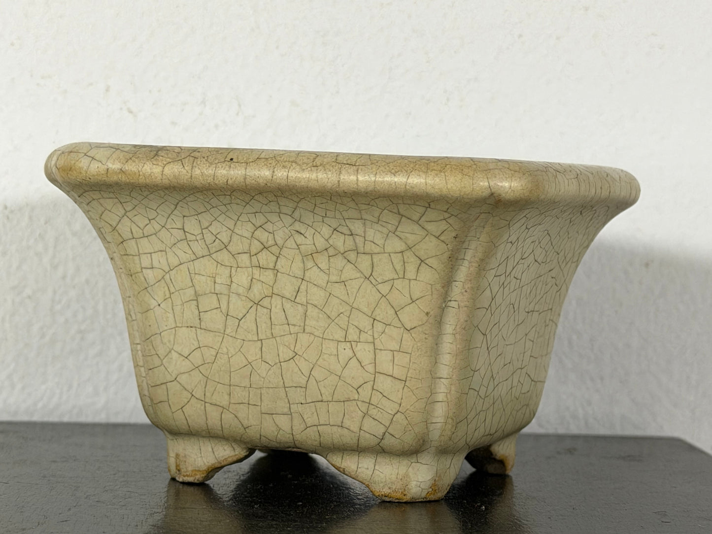 Preowned Japanese Tokoname Glazed Cascade Bonsai Pot with Stamp - 3.75”  By 2.25”