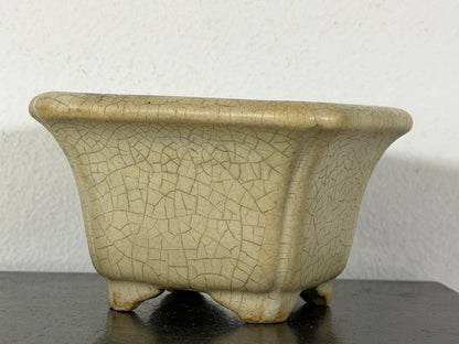 Preowned Japanese Tokoname Glazed Cascade Bonsai Pot with Stamp - 3.75”  By 2.25”