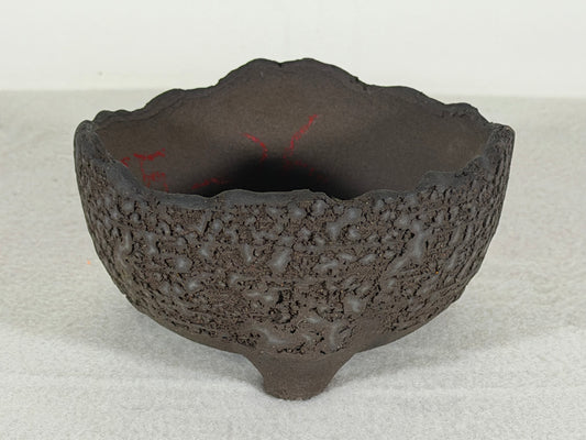 Preowned Japanese Unglazed Eggshell Bonsai Pot - 4.75” By 2.5”