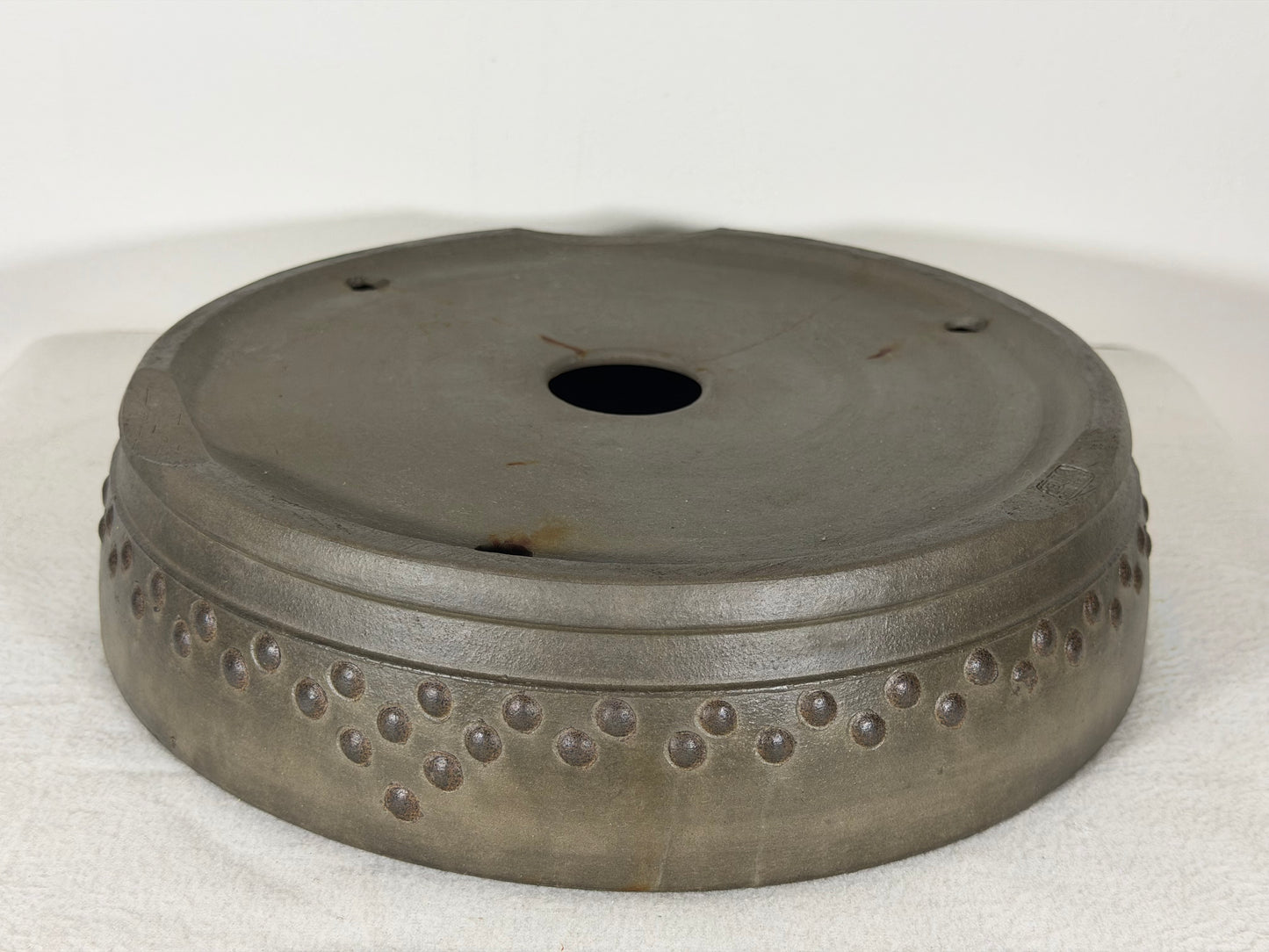 Preowned Japanese Tokonam Unglazed Drum Style Bonsai Pot Touyou - 11” By 2.75”