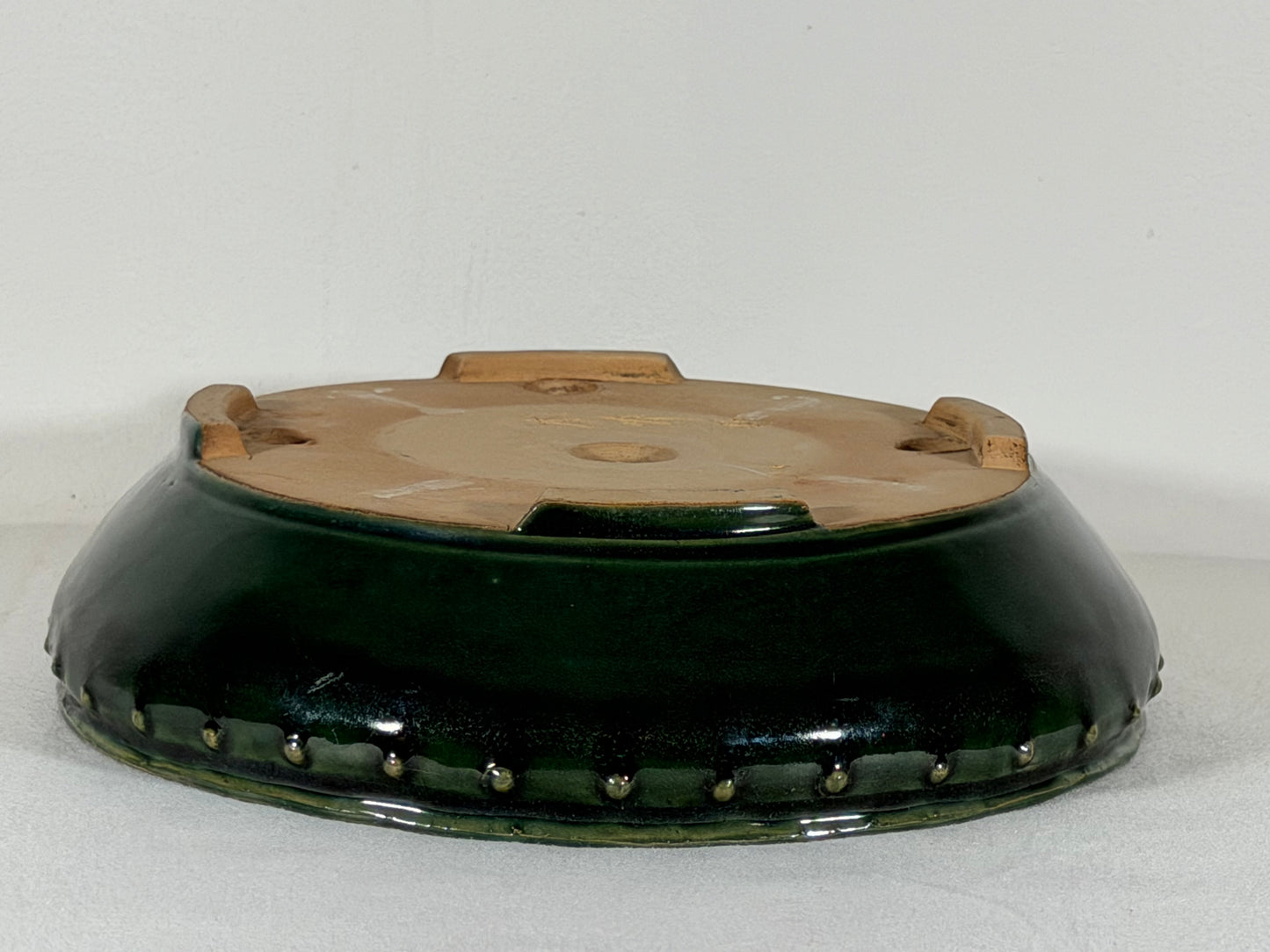 New Japanese Tokoname Glazed Round Bonsai Pot Syuho - 9.75” By 2.5”