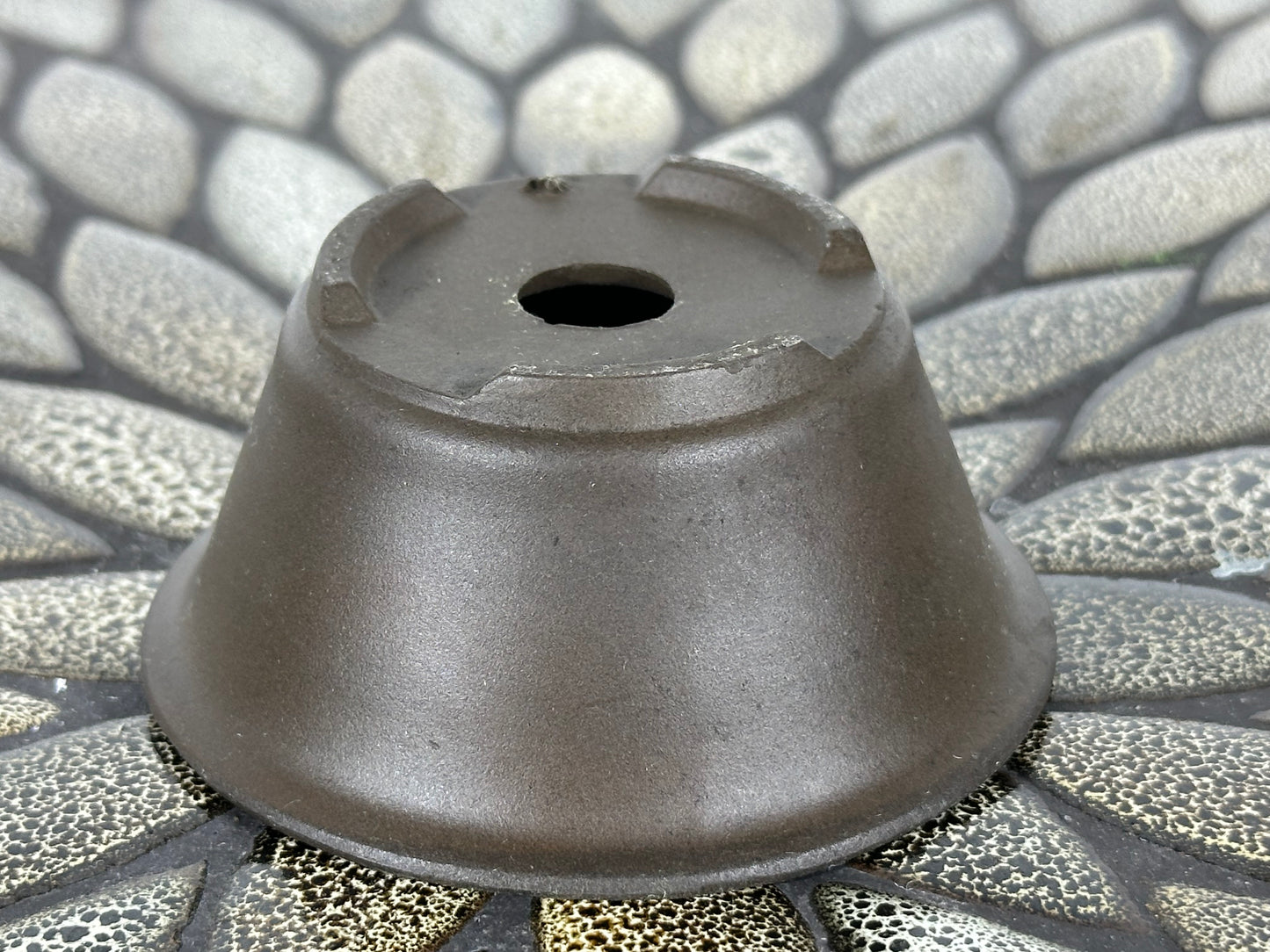 Preowned Japanese Tokoname Unglazed Round Bonsai Pot - 3.5” By 1 5/8”