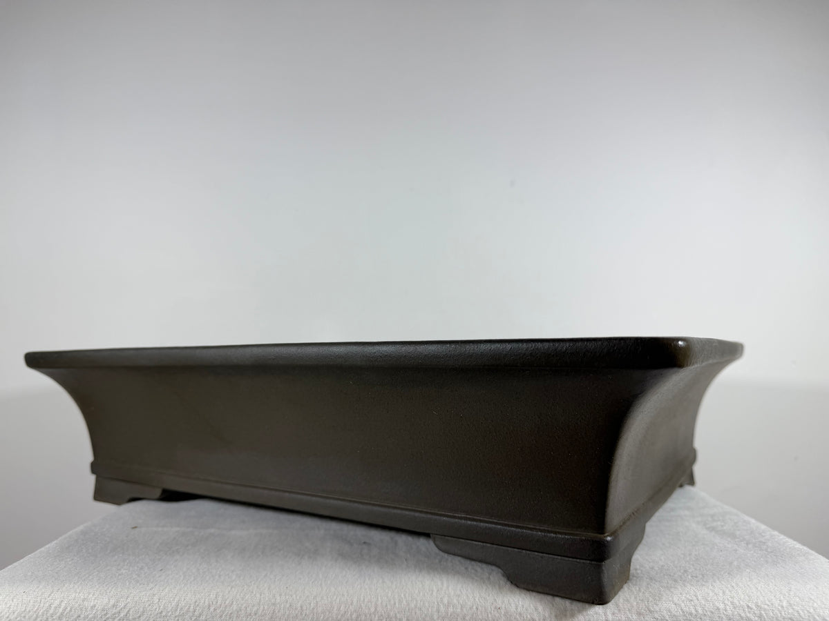 Preowned Japanese Tokoname Unglazed Rectangular Bonsai Pot Gyouzan Nakano - 18.5” x 14” x 4.5”