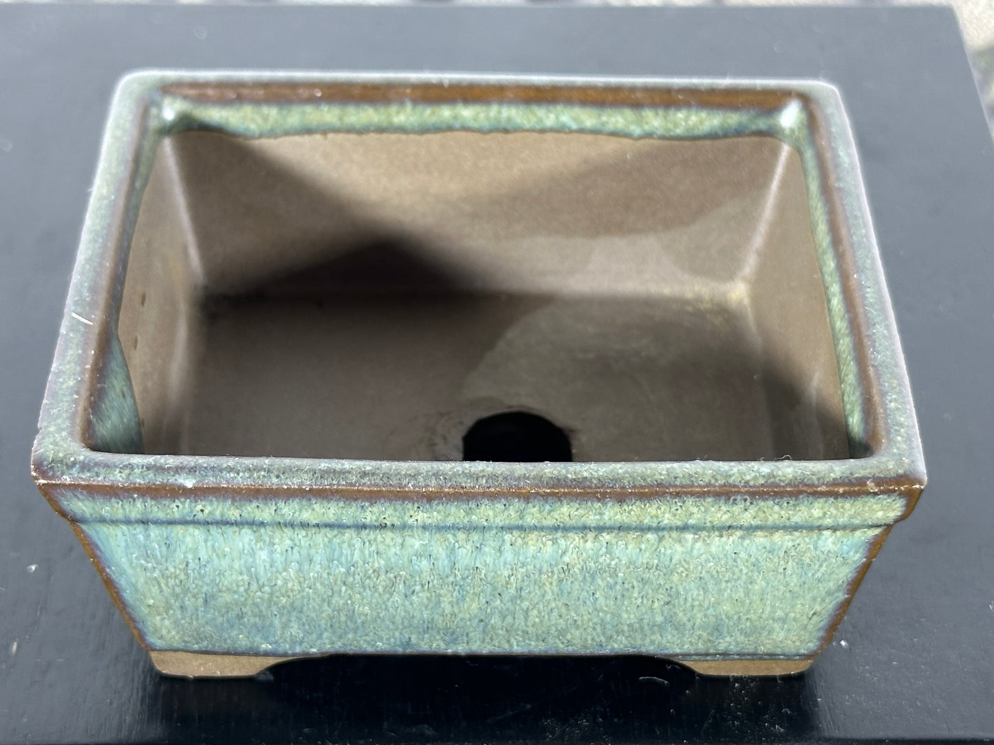 Preowned Japanese Tokoname Rectangular Bonsai Pot - 3.5” By 2 7/8”