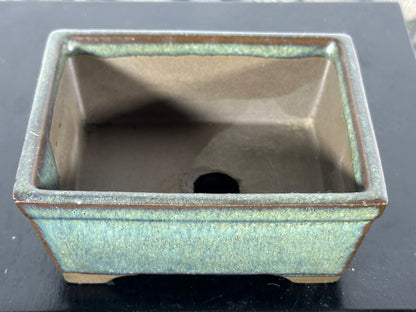 Preowned Japanese Tokoname Rectangular Bonsai Pot - 3.5” By 2 7/8”