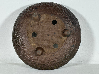 Preowned Japanese Unglazed Bag Style Round Bonsai Pot Shigaraki - 6.5” By 2.5”