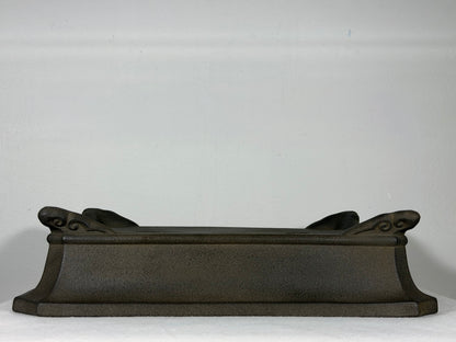 Preowned Japanese Tokoname Unglazed Rectangular Bonsai Pot Yamaaki - 13.75” By 10”