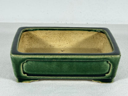 Preowned Japanese Tokoname Glazed Rectangular Bonsai Pot Shibakatsu - 6.25” By 4.75”