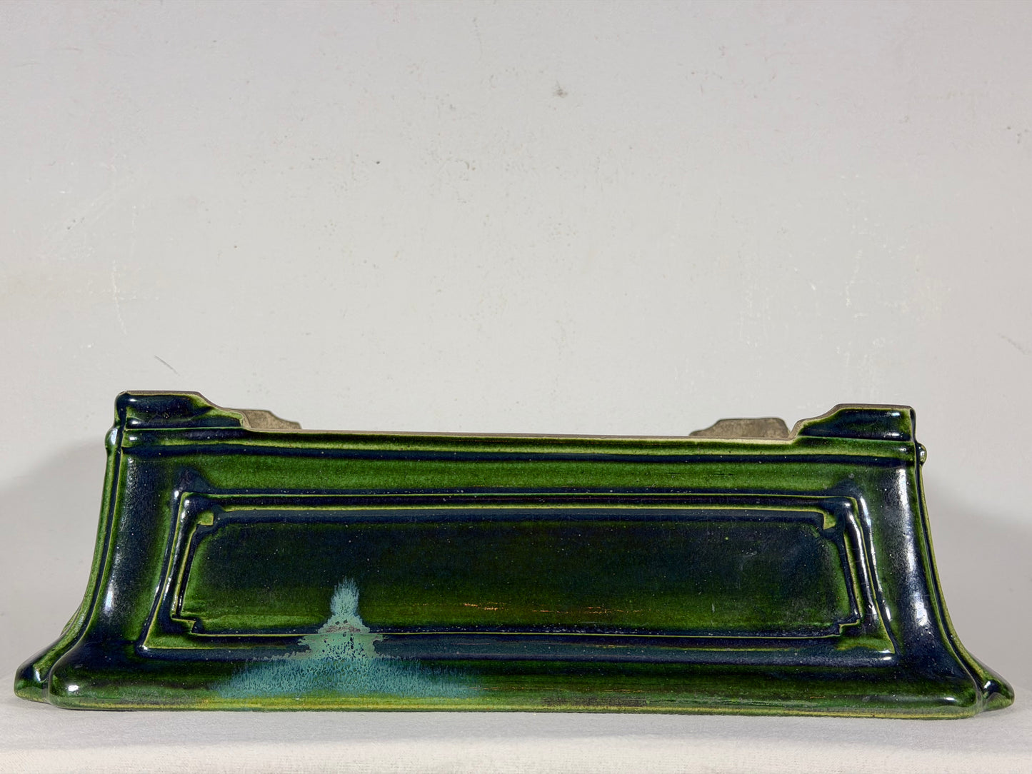 New Japanese Tokoname Glazed Rectangular Bonsai Pot Mazan Terahata - 14.75” By 12.75”