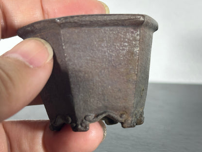 Preowned Vintage Japanese Tokoname Mame Cascade Bonsai Pot Sekishin - 2 1/8” By 1 7/8”