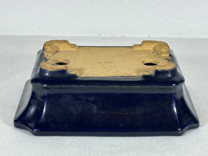 Preowned Japanese Tokoname Glazed Rectangular Bonsai Pot Hatutori - 6.25” By 4.75”