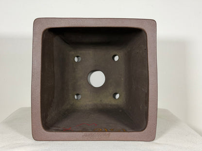 Preowned Japanese Tokoname Unglazed Square Cascade Style Bonsai Pot Yamaaki - 8.75” By 12.5”