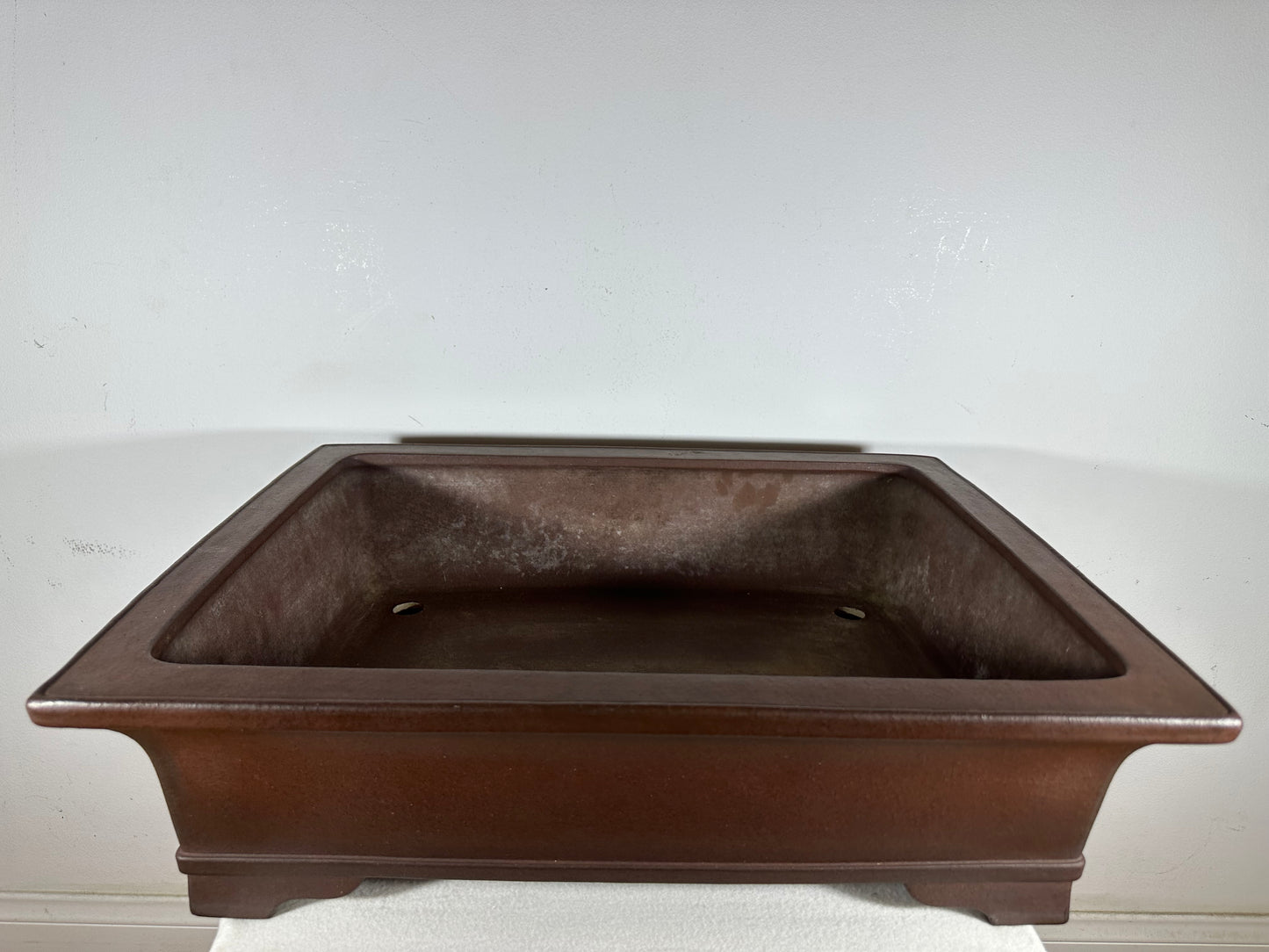 Preowned Japanese Tokoname Unglazed Rectangular Bonsai Pot Yamaaki - 21” By 16”