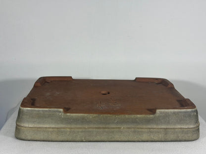 Preowned Japanese Tokoname Glazed Rectangular Bonsai Pot Yamafusa - 14” By 10.5”
