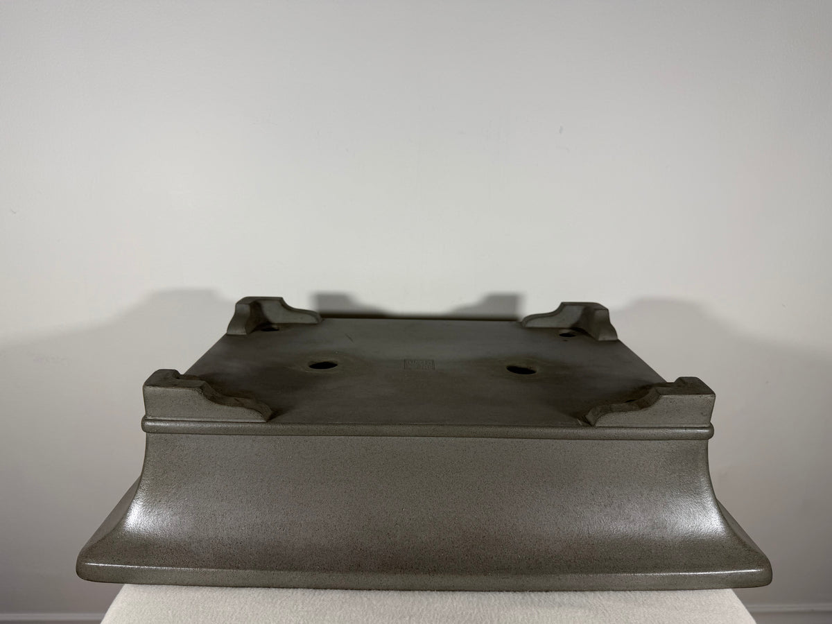 Preowned Japanese Tokoname Unglazed Rectangular Bonsai Pot Kisen - 19.5” x 14.25” x 5”