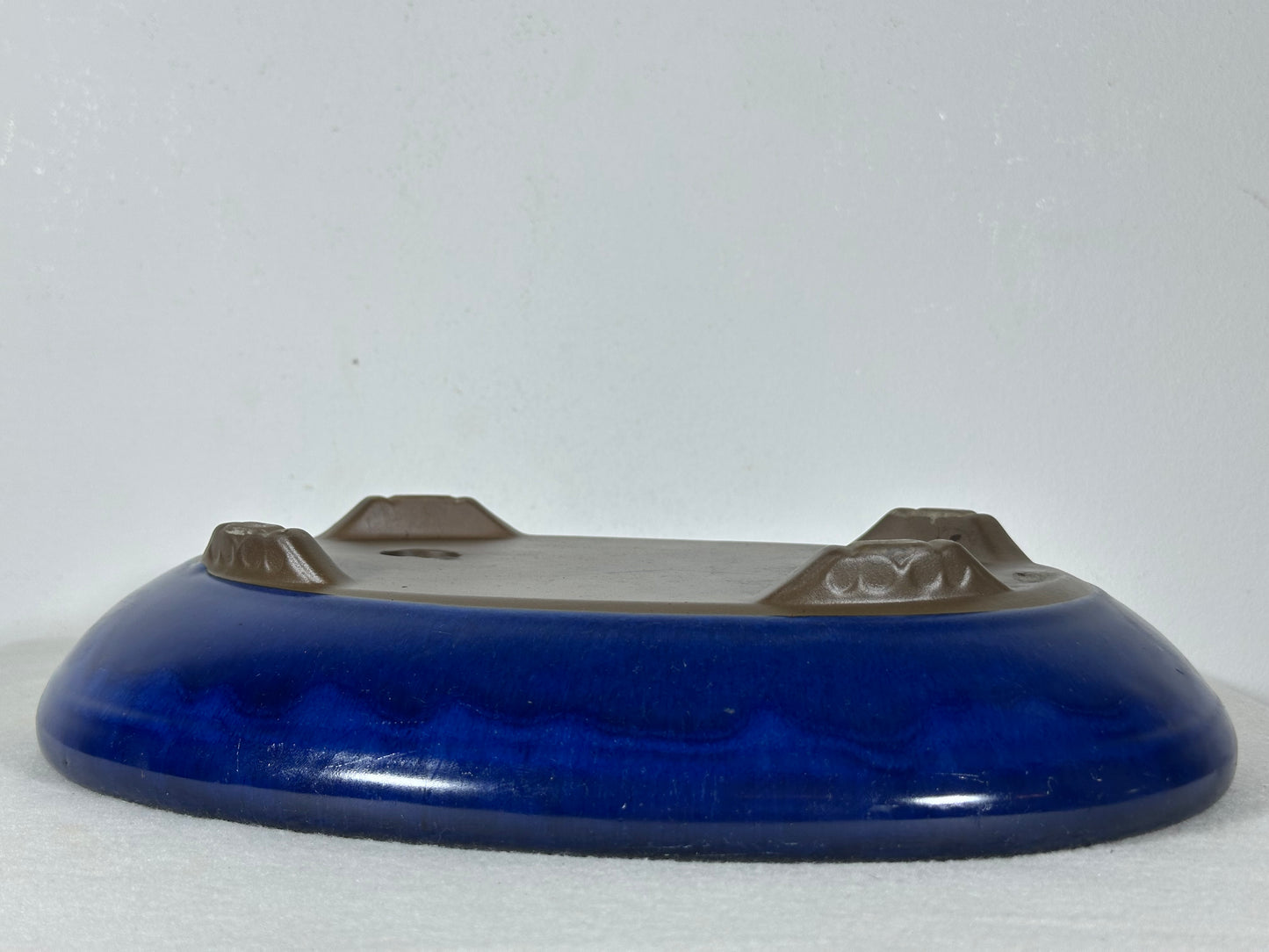 Preowned Japanese Tokoname Glazed Oval Shallow Bonsai Pot - 13.25” By 9”