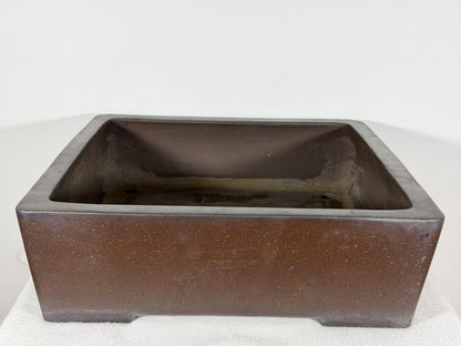 Preowned Japanese Tokoname Unglazed Square Bonsai Pot Syousen - 14.5” By 4.5”
