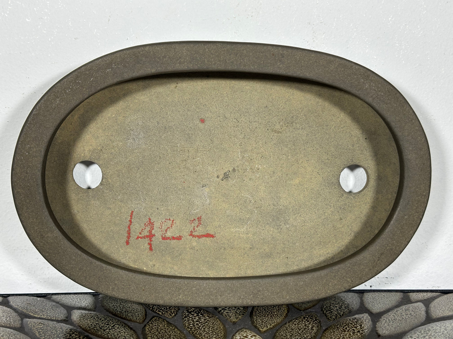 Preowned Vintage Japanese Tokoname Unglazed Bag Style Bonsai Pot Yamaaki - 10” By 6.5”