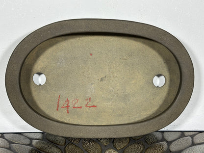 Preowned Vintage Japanese Tokoname Unglazed Bag Style Bonsai Pot Yamaaki - 10” By 6.5”
