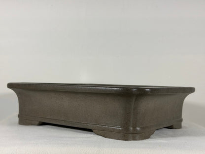 Preowned Japanese Tokoname Unglazed Rectangular Bonsai Pot Keizan - 12.75” By 10.25”