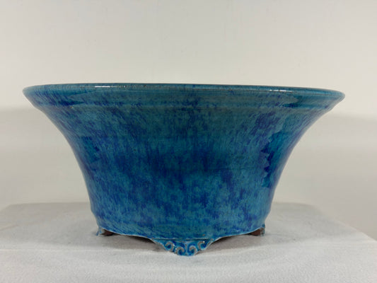 New Japanese Tokoname Glazed Round Bonsai Pot Syuhou Yoshimura - 12.5” By 6”
