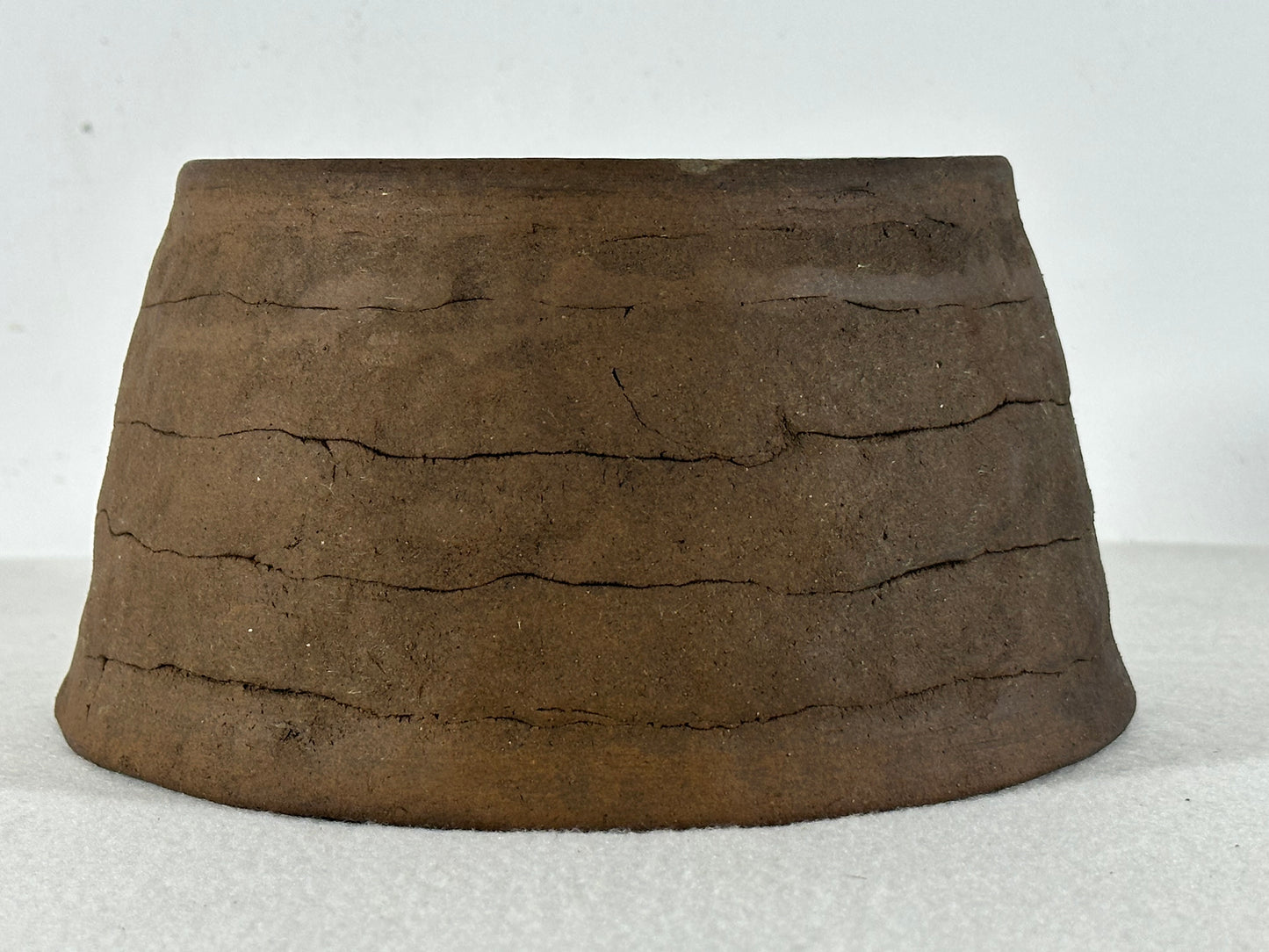 Preowned Japanese Tokoname Unglazed Round Bonsai Pot - 7.25” By 3.75”