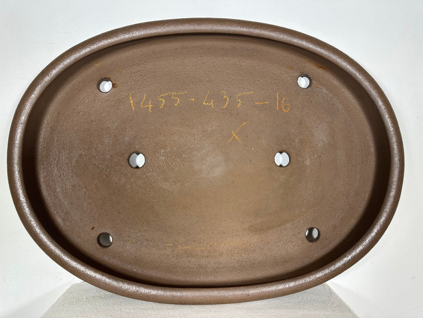 Preowned Japanese Tokoname Unglazed Oval Shallow Bonsai Pot Seizan - 22.5” By 16.25”