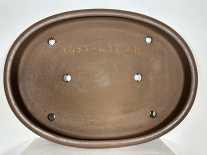 Preowned Japanese Tokoname Unglazed Oval Shallow Bonsai Pot Seizan - 22.5” By 16.25”