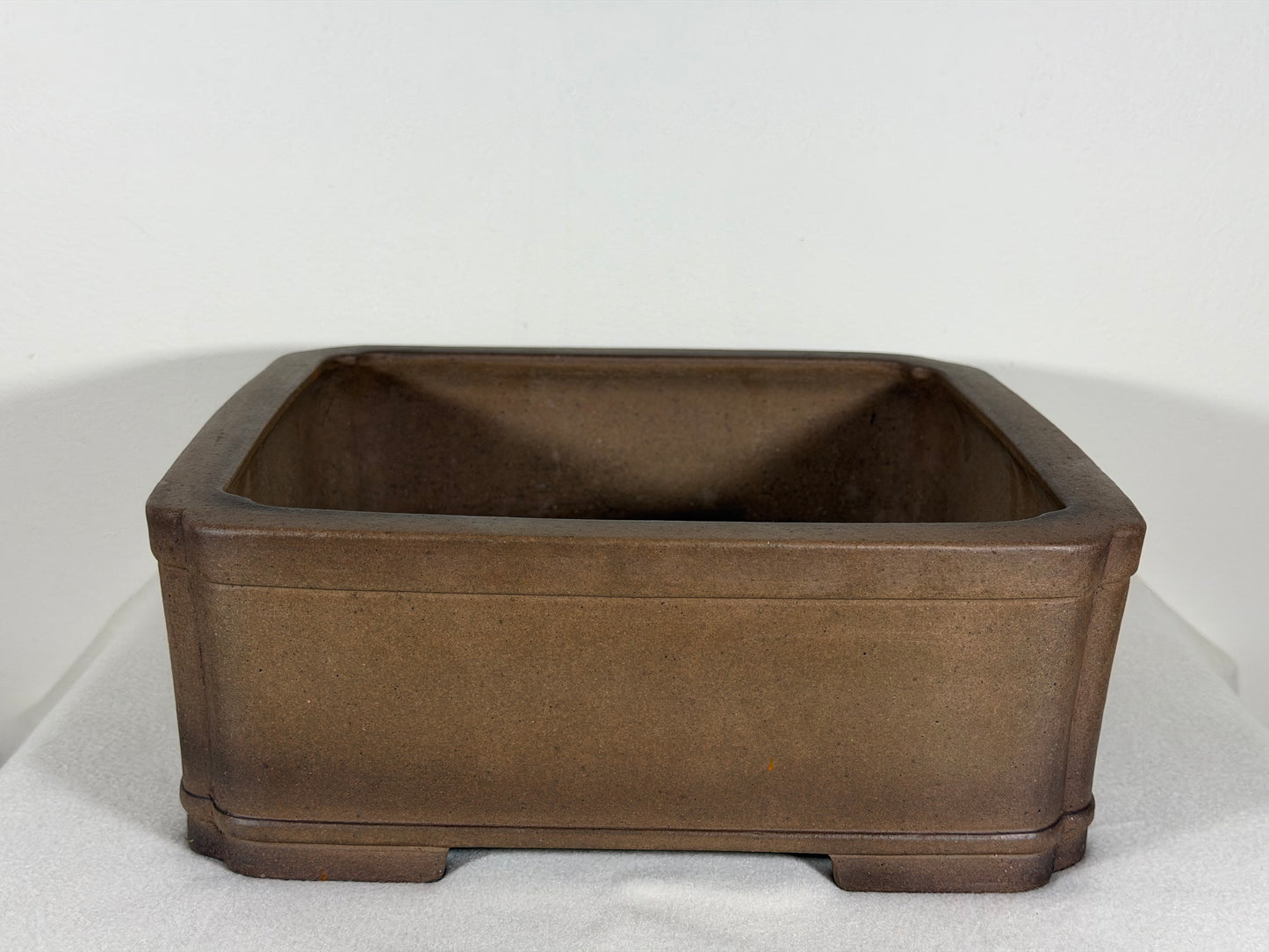 Preowned Japanese Tokoname Unglazed Square Bonsai Pot Sanpo - 11.25” By 4 1/8”