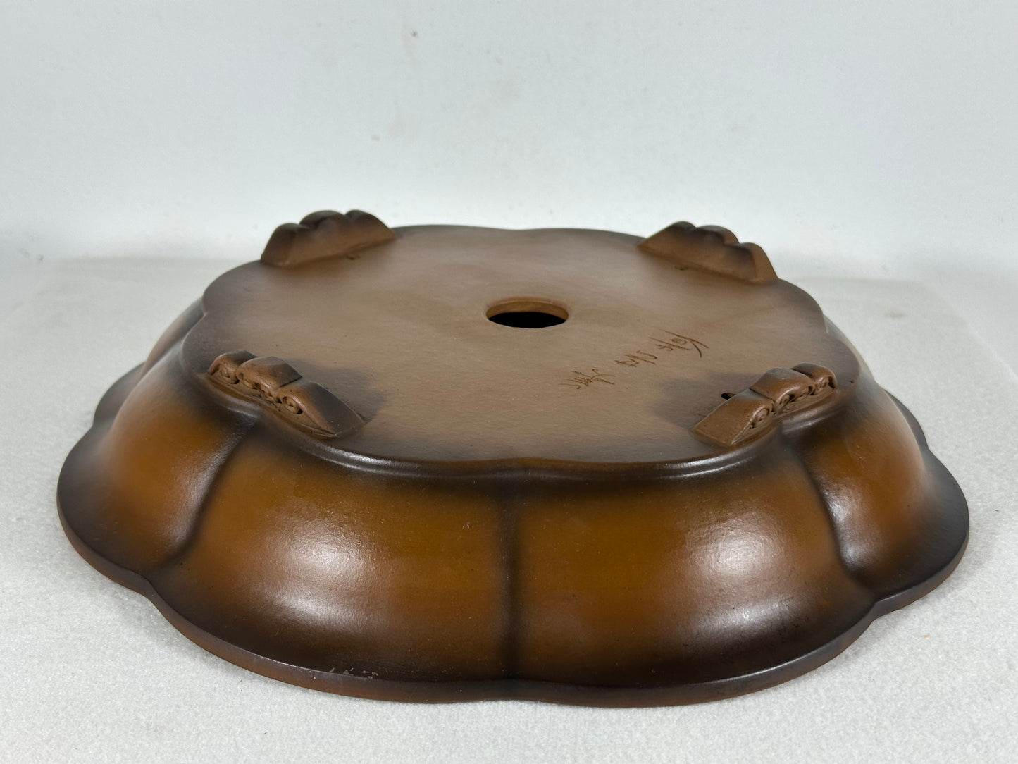 Preowned Japanese Tokoname Unglazed Rinka Style Bonsai Pot Bigei - 12” By 11.5”