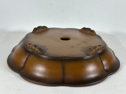 Preowned Japanese Tokoname Unglazed Rinka Style Bonsai Pot Bigei - 12” By 11.5”