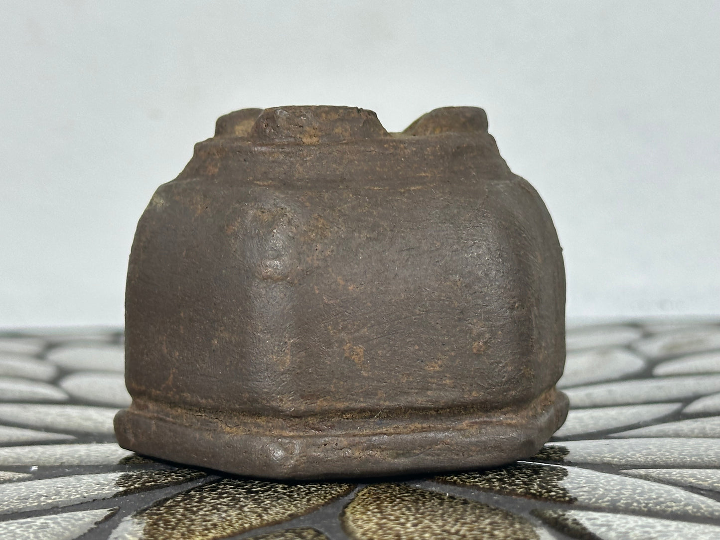 Preowned Japanese Tokoname Unglazed Hexagon Shape Bonsai Pot - 2.75” By 2.5”