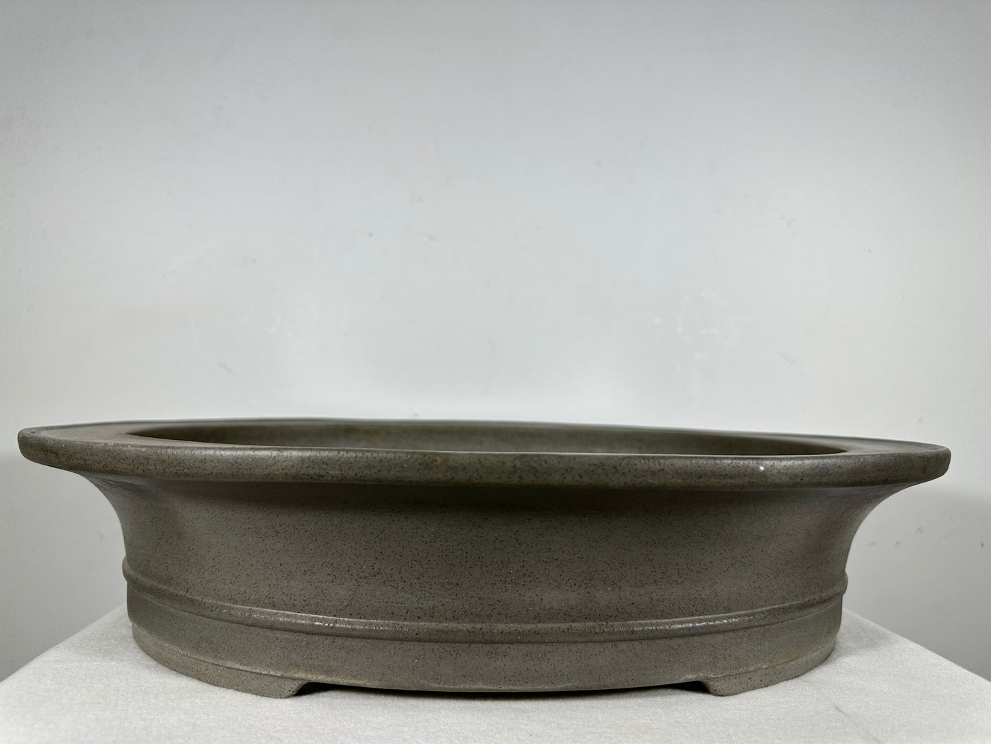 Preowned Japanese Tokoname Unglazed Oval Bonsai Pot Seizan - 19” By 16”