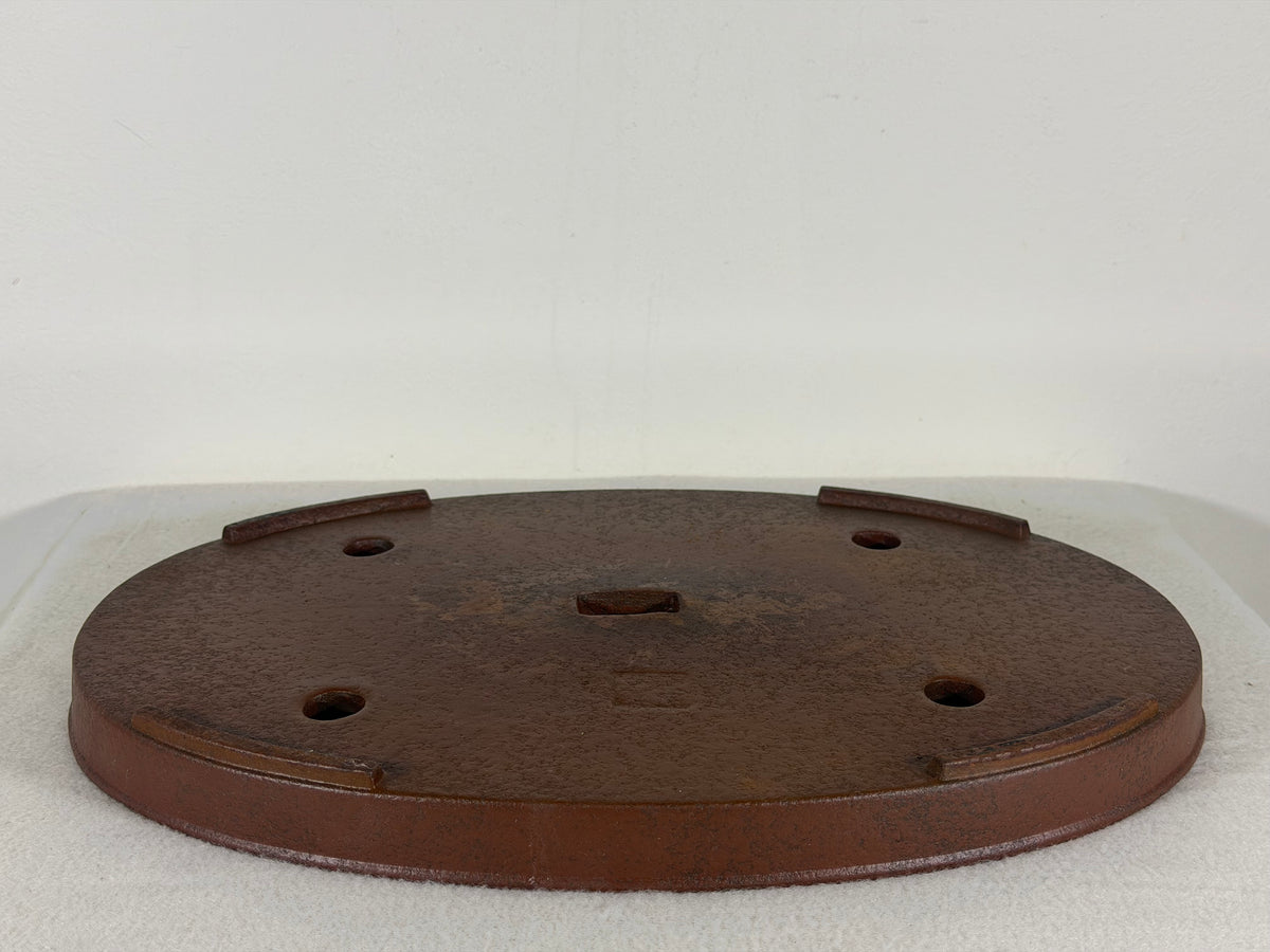 Preowned Japanese Tokoname Unglazed Shallow Oval Bonsai Pot Has Stamp - 13.25” By 9.5”